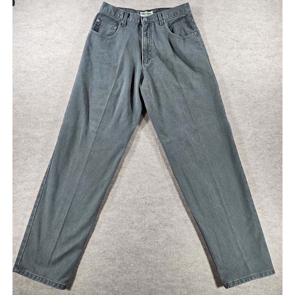 Vintage 90s Guess Jeans Mens 29x32 Gray Made USA Straight Leg Triangle Logo 100%
